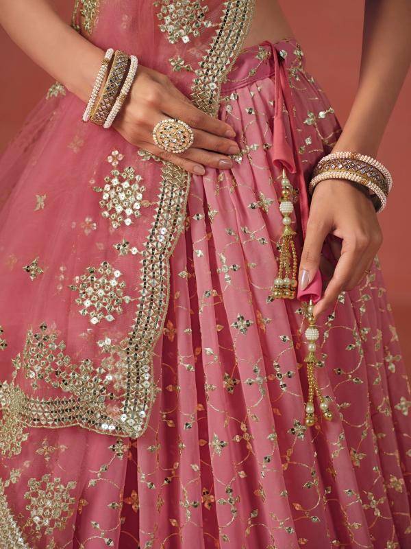 Elegance Georgette Peach Customizable lehenga choli sets